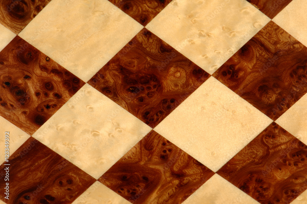 Close Up of Burlwood Chessboard checkerboard