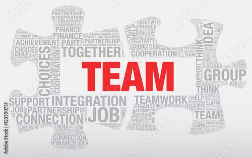 Team word cloud concept made of puzzle pieces vector