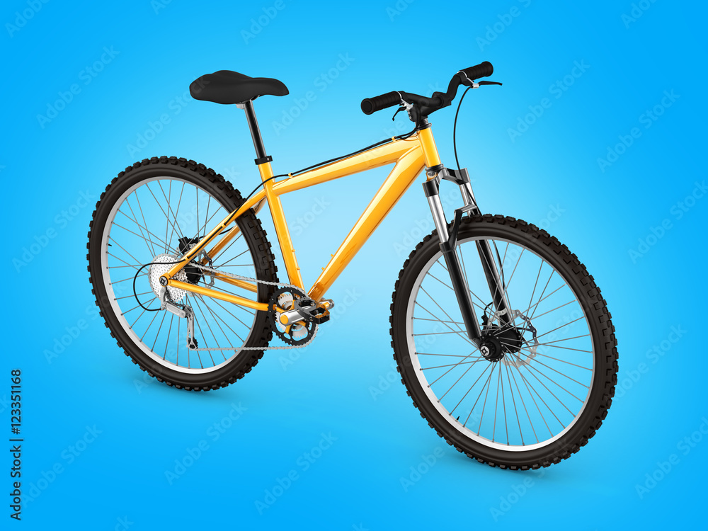 mountain bike isolated on blue gradient background 3d mountain bike isolated on blue gradient background 3d