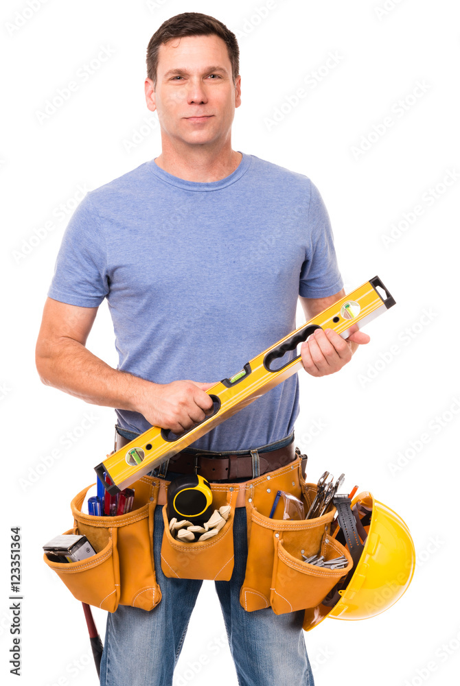 Construction Worker Contractor on White Construction Worker Contractor on White