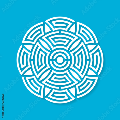 White geometric abstract round mandala