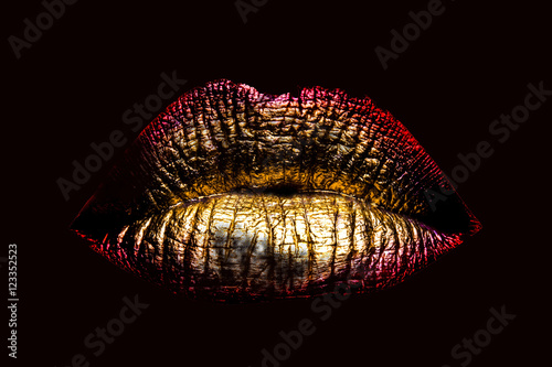 sexy gouden gemetalliseerde vrouwelijke lippen