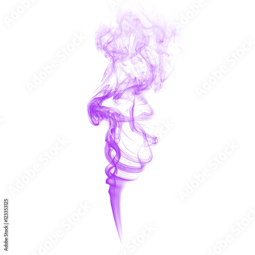 Swirling Purple Smoke on White Background