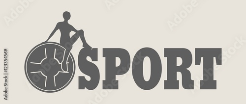 woman silhouette on sport text. rod pancake silhouette. Bodybuilding club emblem