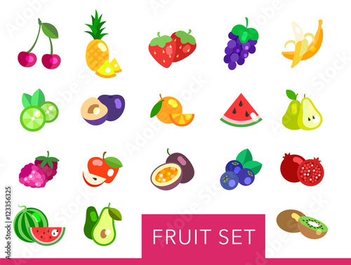 Big fruit flat vector set