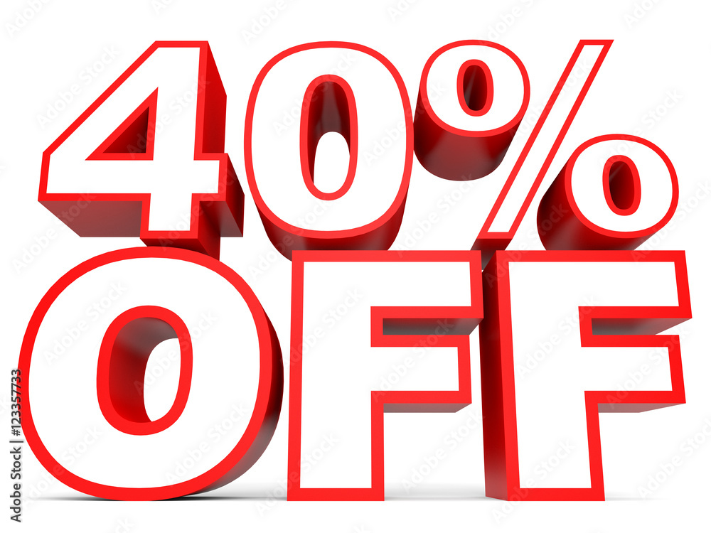 Discount 40 percent off. 3D illustration on white background. Discount 40 percent off. 3D illustration on white background.