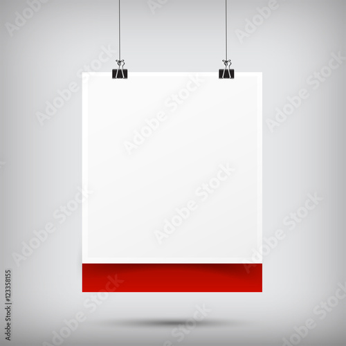 Abstract background blank paper sign hanging with black paper cl