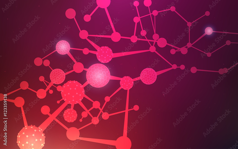 particle object of molecule, science background; DNA symbol in ...