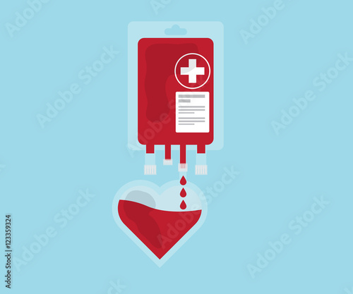 blood pour from blood bag to heart