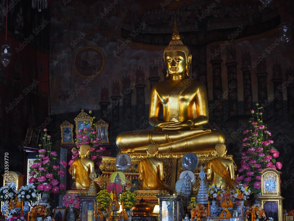 four gold buddha statue from holiday travel at thailand