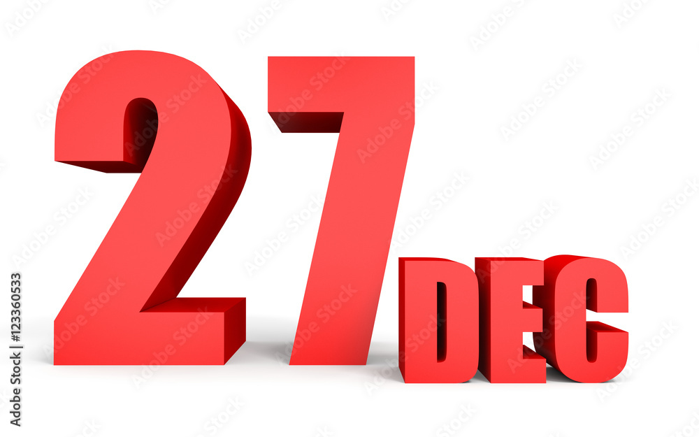 December 27. Text on white background. December 27. Text on white background.