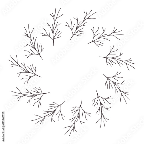 silhouette ramification in circular form vector illustration