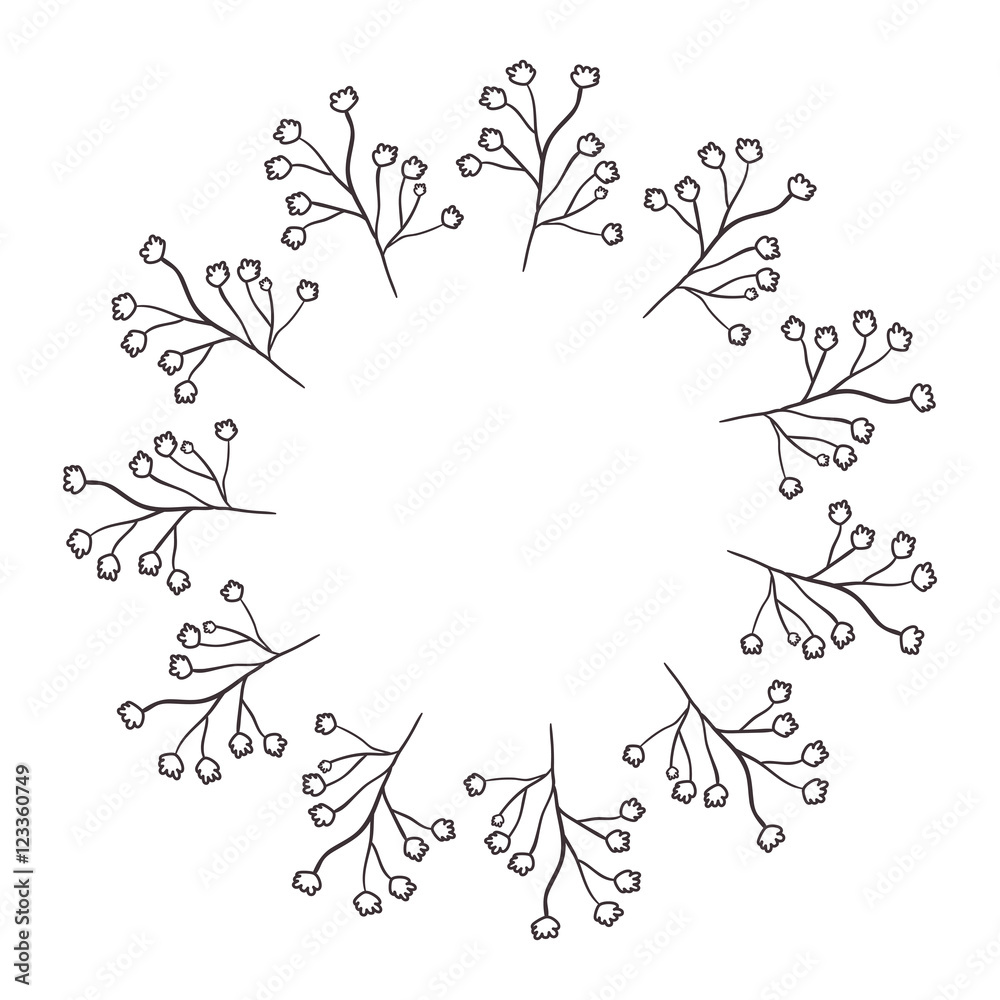 Fototapeta premium circular frame of irregular flowers vector illustration
