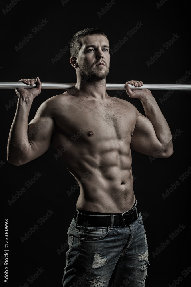 Muscular man with crossbar Muscular man with crossbar