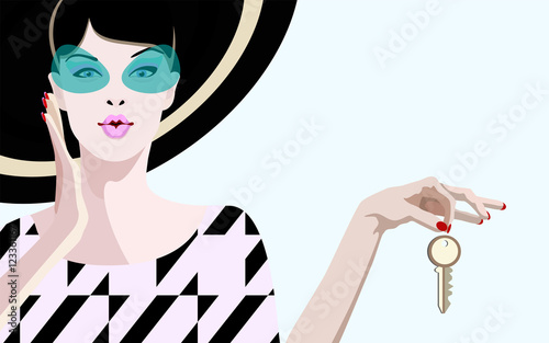 Abstract picture of fashionable women when buying an apartment