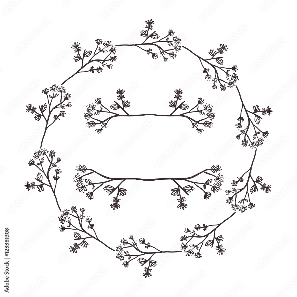circular form branchs with flowers inside vector illustration circular form branchs with flowers inside vector illustration