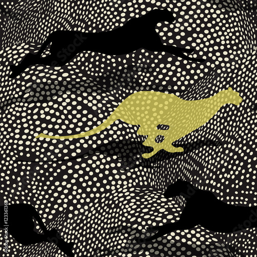 Abstract illustration of running cheetah, seamless wallpaper