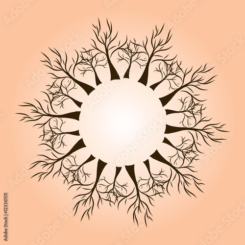 Frame made from trees, autumn forest, frame for your design. Forest fall. 