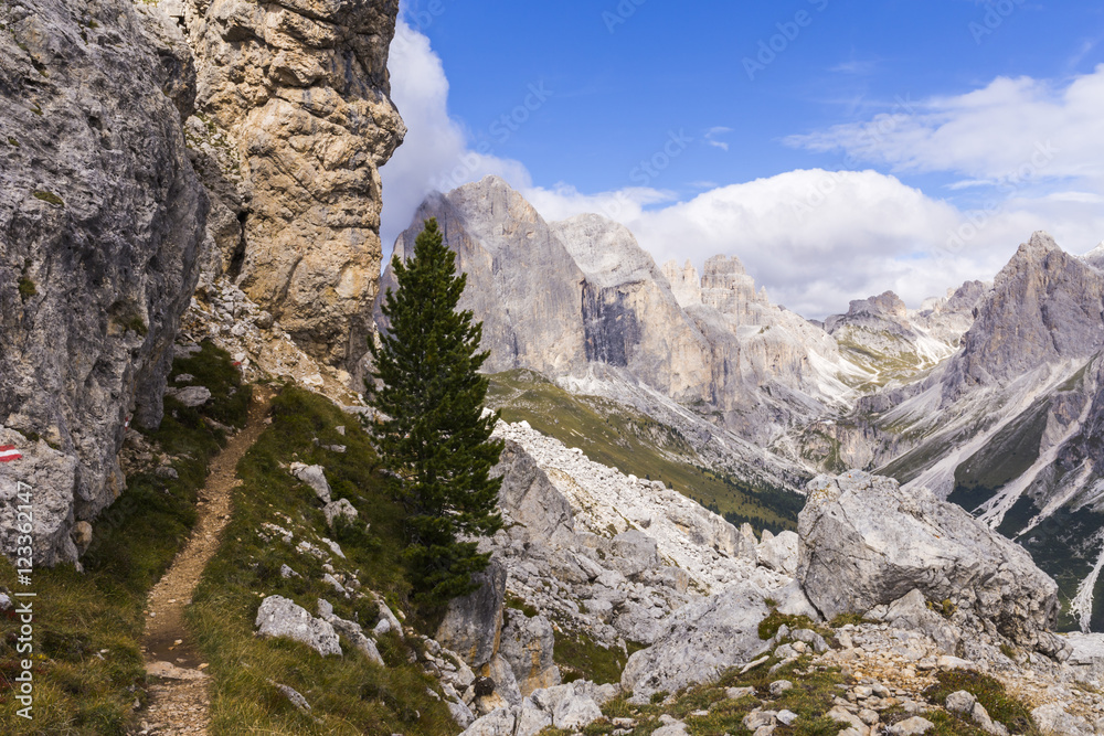 hiking path in the Dolomites hiking path in the Dolomites