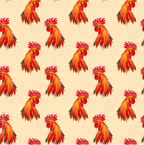 seamless new year red cock head pattern