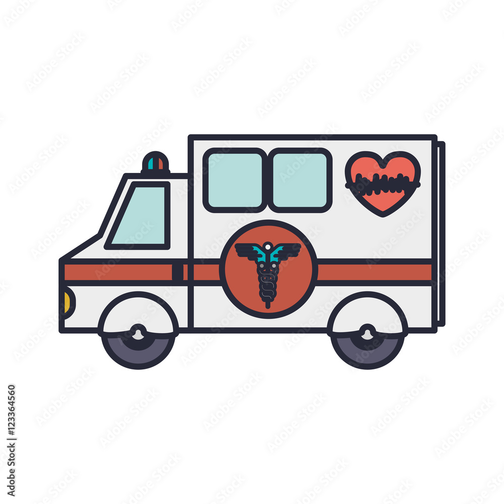 Fototapeta premium ambulance truck with medical symbol vector illustration