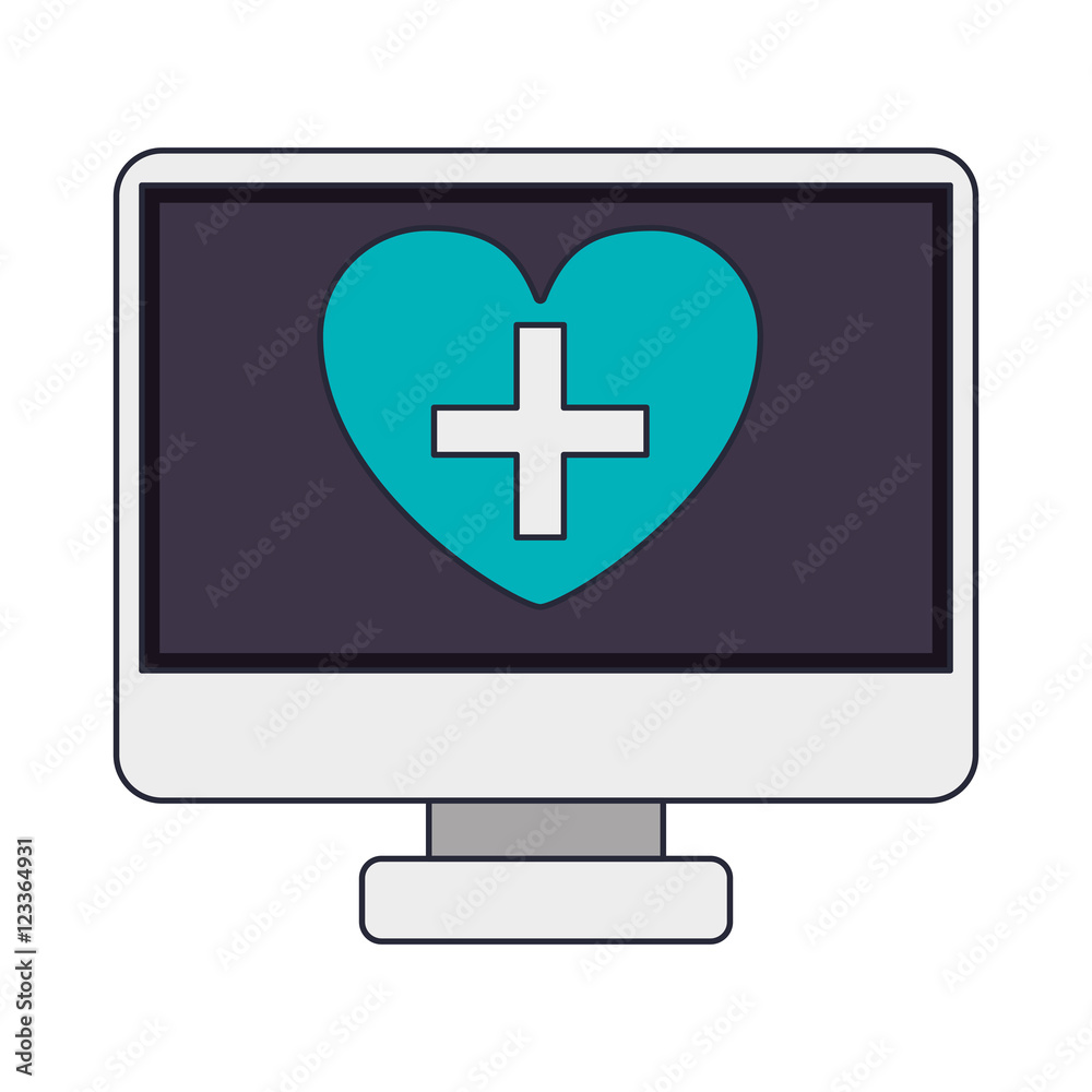 screen computer with heart shape on display vector illustration screen computer with heart shape on display vector illustration