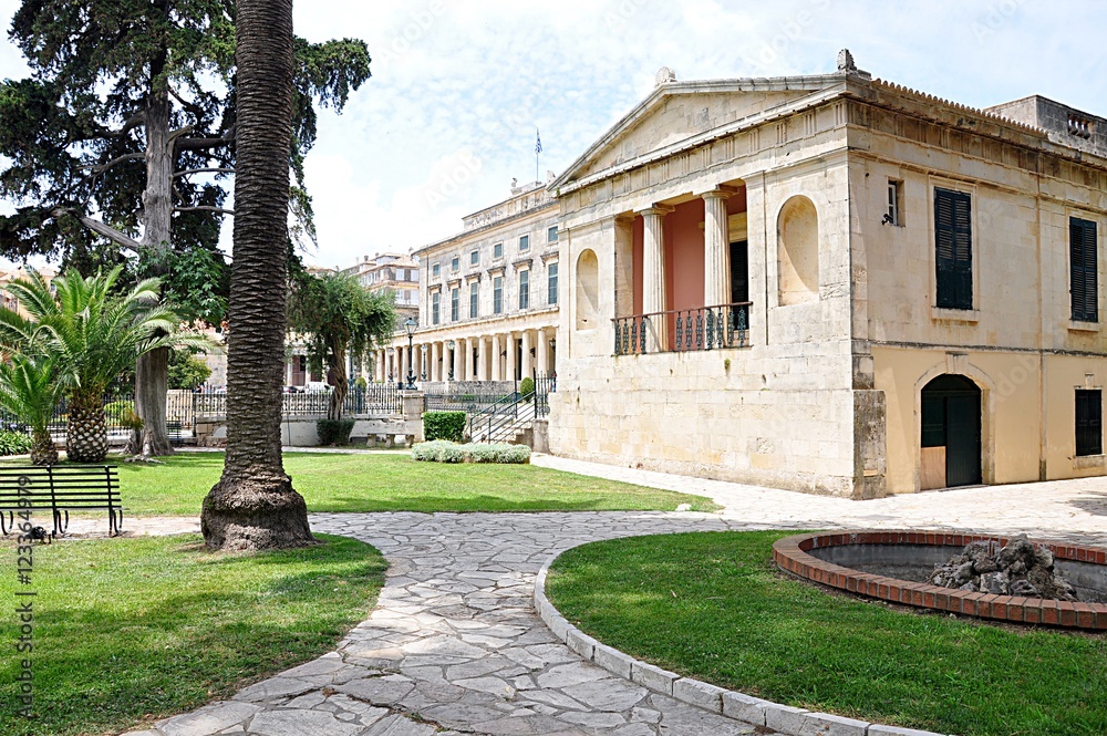 parks and palaces in the town of Corfu, Greece, Europe