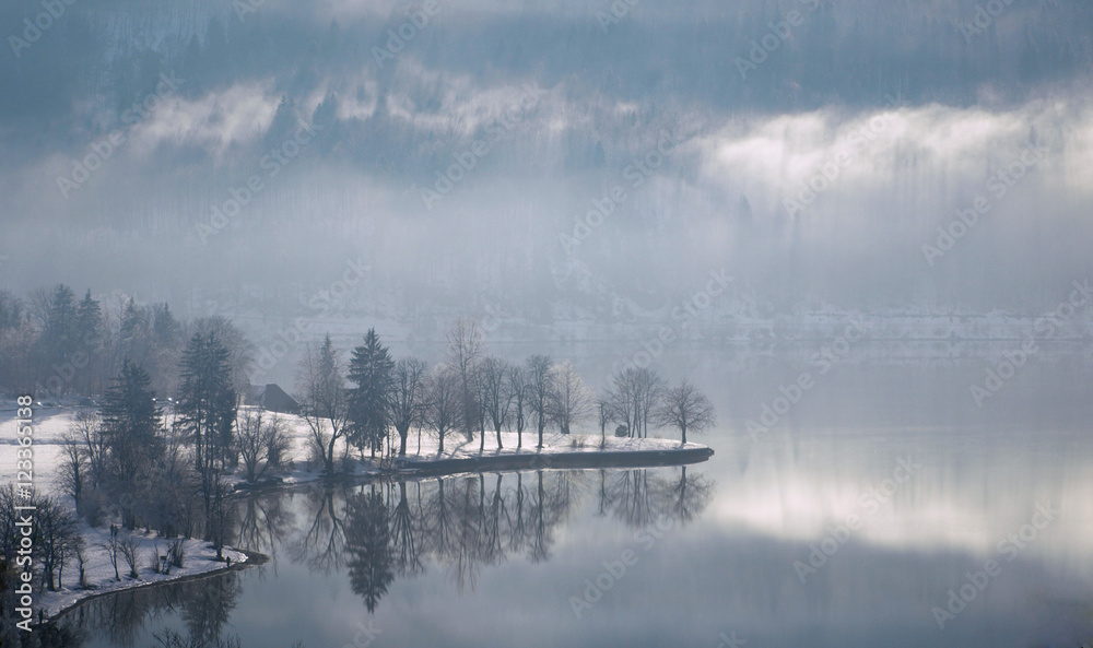 Misty winter afternoon Lake Bohinj, Slovenia Misty winter afternoon Lake Bohinj, Slovenia