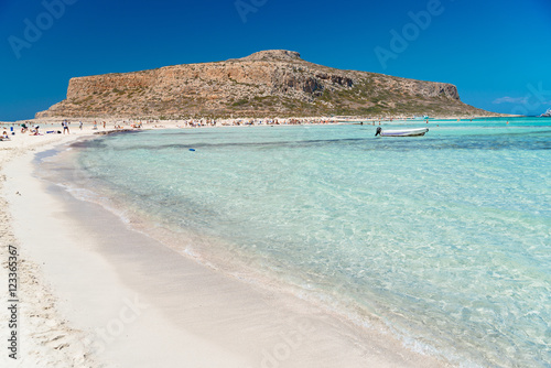 Beautiful Gramvousa sandy beach at Balos lagoon, western Crete, Greece