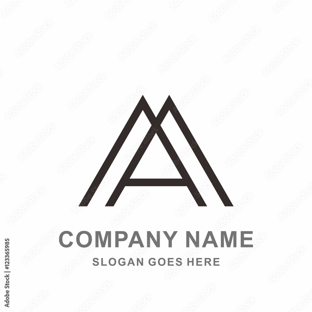 Monogram Letter A Double Geometric Triangle Line Vector Logo Design Template