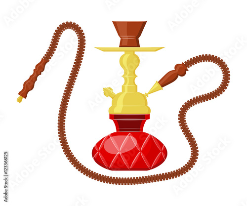 Vector illustration of hookah on white background. Cartoon drawi