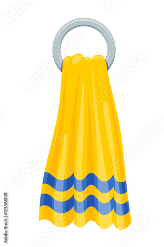 Vector illustration of yellow towels terry towels on round holde