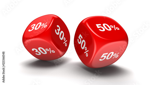 Dices with 30%, 50%. Image with clipping path 