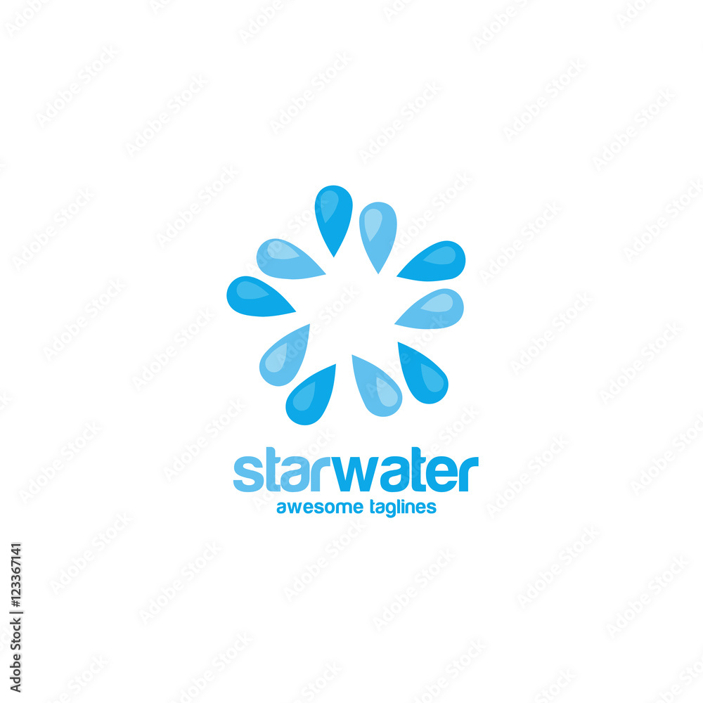 star water logo concept,blue water with star form