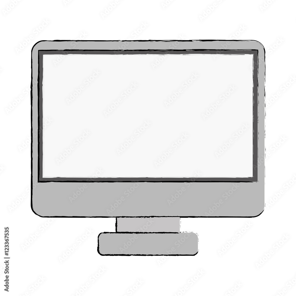 monitor monochrome screen with base vector illustration monitor monochrome screen with base vector illustration