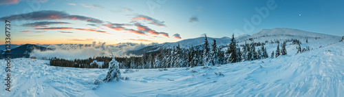 Sunrise winter mountain landscape (Carpathian). © wildman