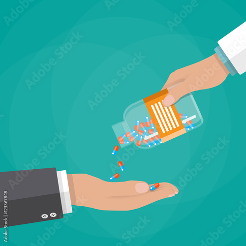 Pharmacist giving medicine to patient