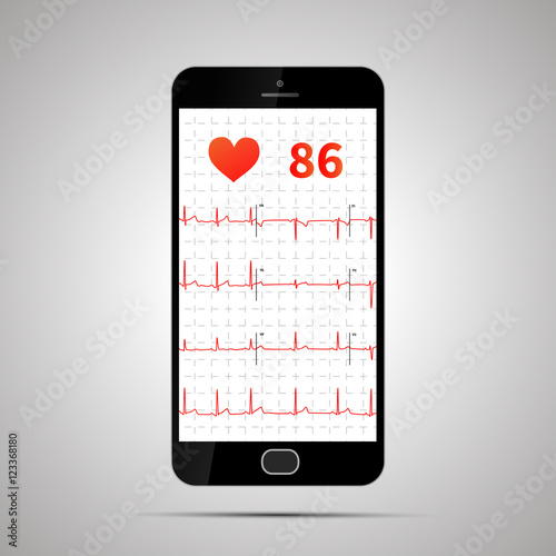 Smartphone with typical human electrocardiogram