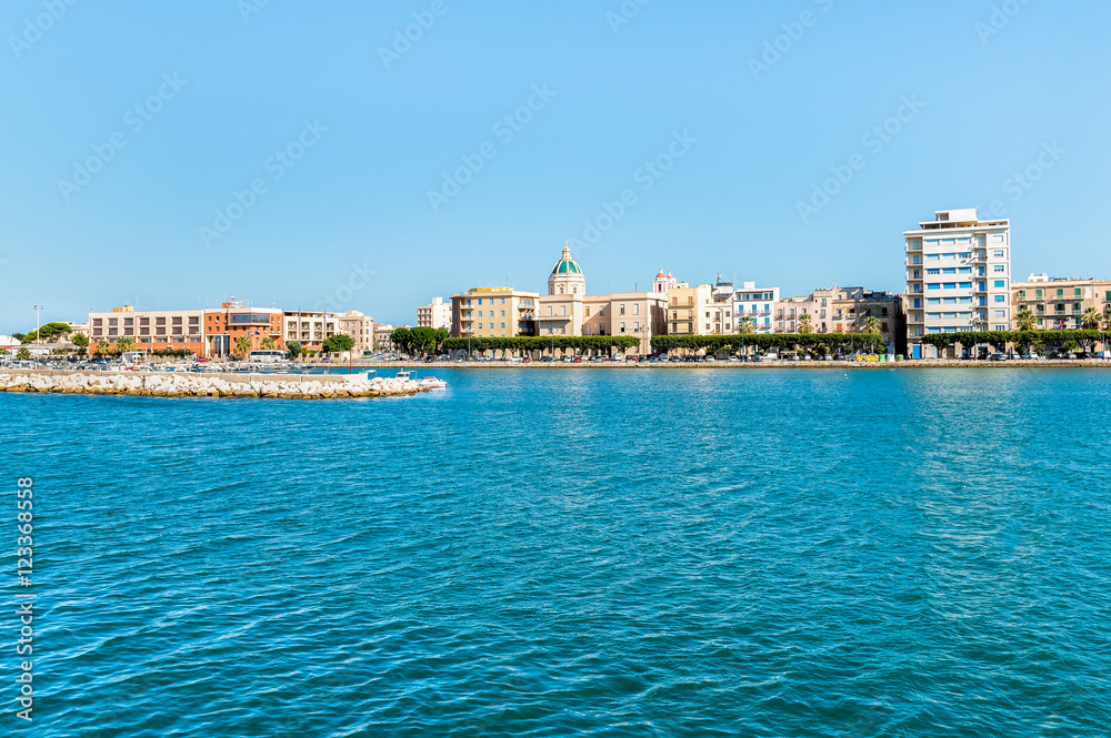 Panoramic view of Trapani on Mediterranean sea, Sicily. Italy.