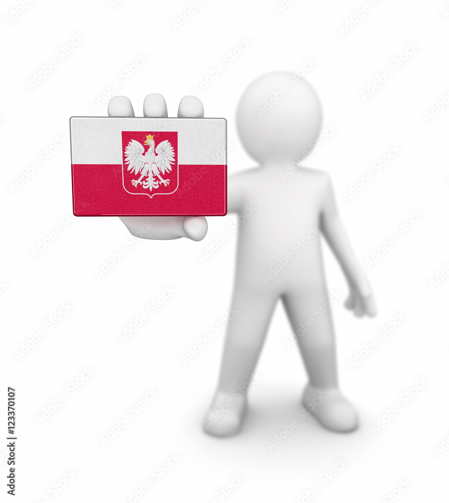Man and Polish flag. Image with clipping path Man and Polish flag. Image with clipping path