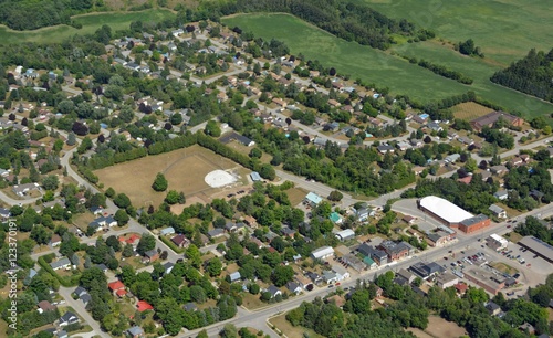 aerial view of the small community of Hillburgh north of the Halton Hills area of Ontario Canada