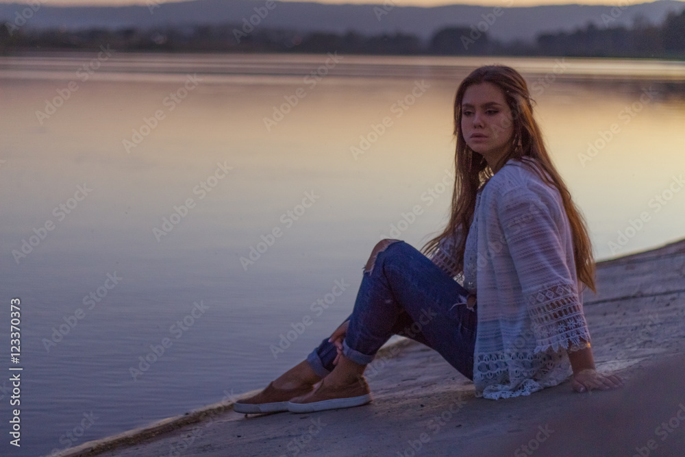 woman, life, boho style,  lake, relax, nature, health, people, fun, lifestyle, summer, young, girl, sunset, relaxing, adult, standing, happy.