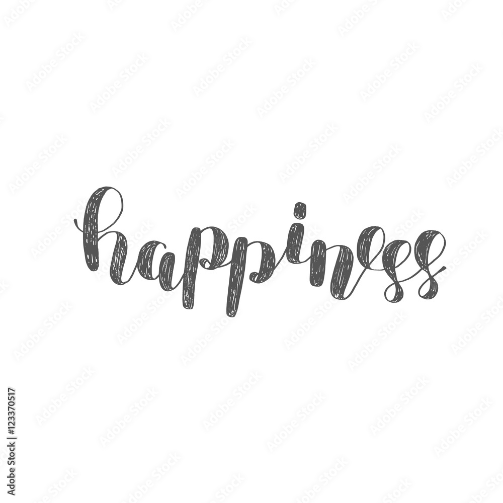 Happiness. Brush lettering.