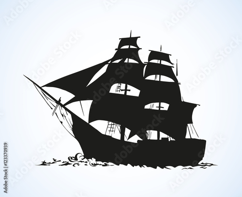 Sailing vessel. Vector drawing