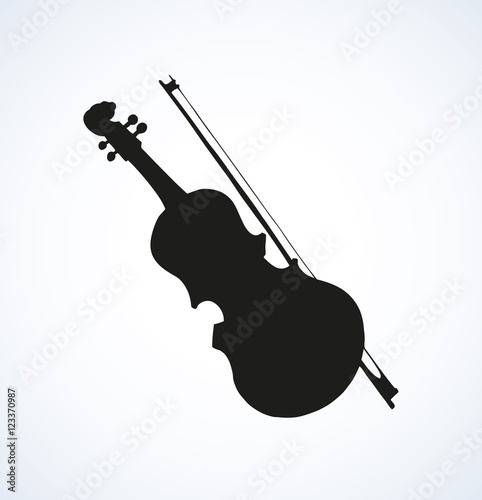 Vector line drawing of a violin and bow