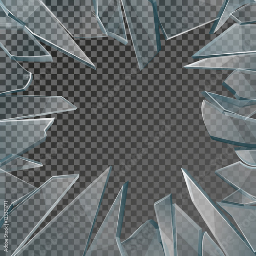 Broken glass window frame vector