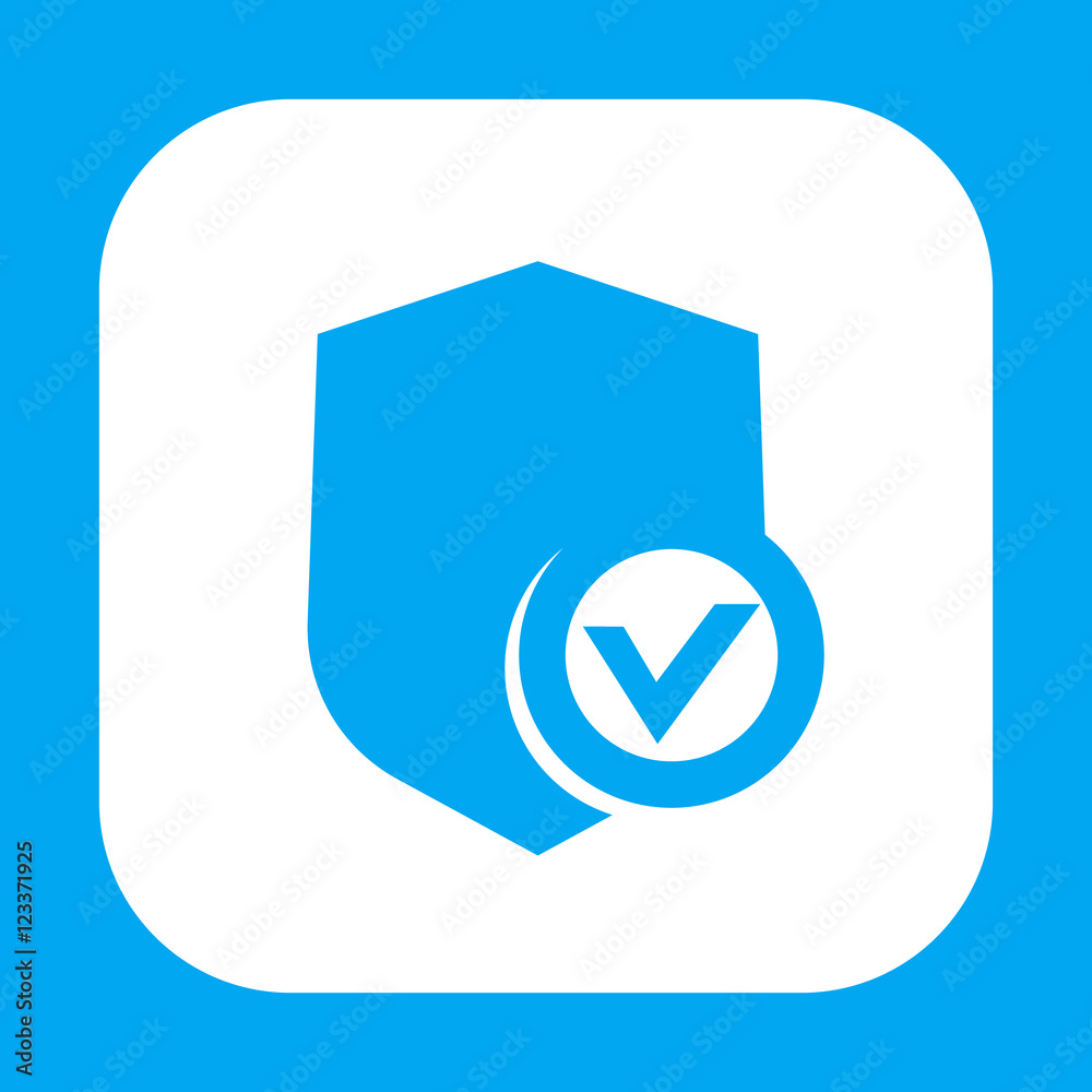 Shield with check mark icon, pictogram isolated on white, vector illustration Shield with check mark icon, pictogram isolated on white, vector illustration