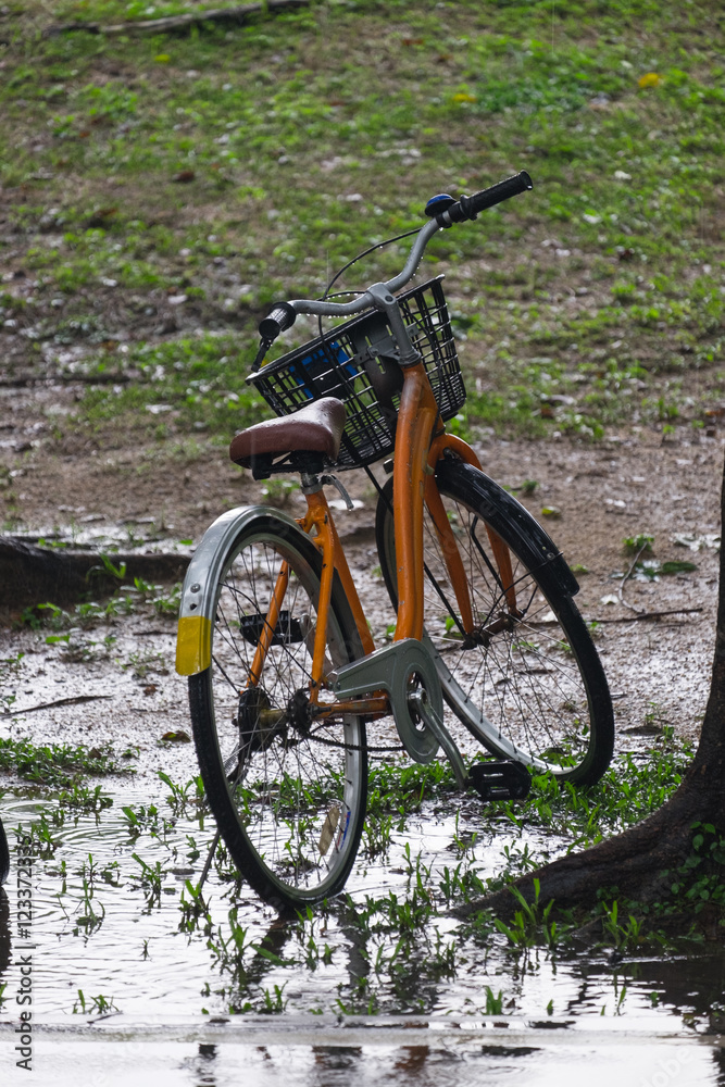 Bicycle rain In the rainy season, wet bikes Bicycle rain In the rainy season, wet bikes