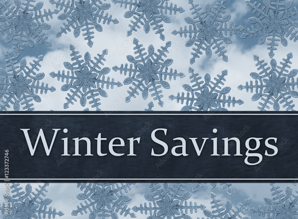Blue Snowflake Background with Winter Savings Message Blue Snowflake Background with Winter Savings Message
