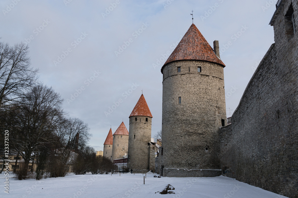 Part of the medieval city wall in Tallinn, Estonia

